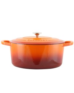 Crock Pot Artisan 7 Quart Enameled Cast Iron Oval Dutch Oven in Sunset Orange