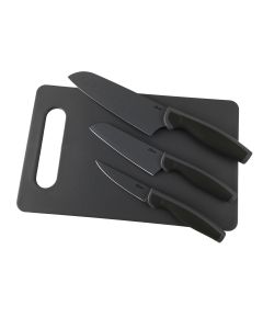 Oster Slice Craft 4 Piece Cutlery Knife Set with Cutting Board in Black