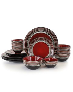 Gibson Elite Caf&eacute; Versailles 16 Piece Double Bowl Dinnerware Set - Red