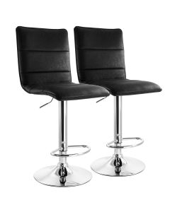 Elama 2 Piece Vintage Faux Leather Adjustable Bar Stool in Black with Chrome Base