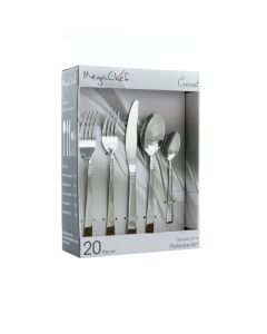 MegaChef Cravat 20 Piece Flatware Utensil Set, Stainless Steel Silverware Metal Service for 4 in Silver