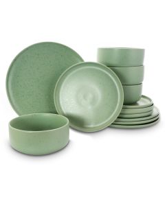 Gibson Home Stone Lava 12 Piece Dinnerware Set in Matte Mint, Service for 4