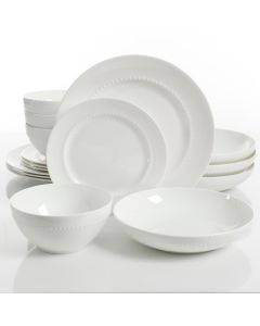 Gibson Elite Gracious Dining 16pc Bone China Double Bowl Dinnerware Set in White