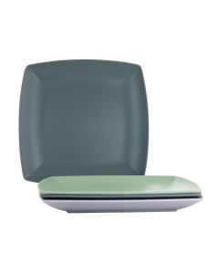 Gibson Home Grayson 4 Piece 10.5 Inch Square Melamine Dinner Plate Set in Assorted Colors