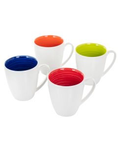 Gibson Home Crenshaw 4 Piece 12 Ounce Ceramic Mug Set in Assorted Colors