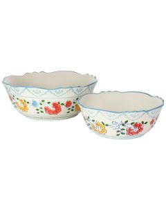 Gibson Elite Anaya 2 Piece Stoneware Hand Painted Bowl Set