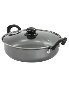 Gibson Everyday 12 Inch Highberry Nonstick All Purpose Pan with Lid in Grey
