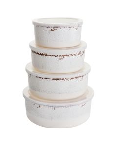 Laurie Gates California Designs Mauna 8 Piece Melamine Nesting Storage Bowl Set in Cracked White