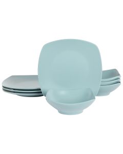 Gibson Home Zen Buffetware 8 Piece Fine Ceramic Dinnerware Set In Matte Arctic Blue