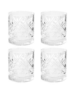 Gibson Home 4 Piece 13 Ounce Diamond Embossed Double Old Fashioned Glassware Set