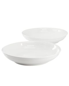 Gibson Home 2 Piece 11 Inch Round Fine Ceramic Serving Bowl Set in White