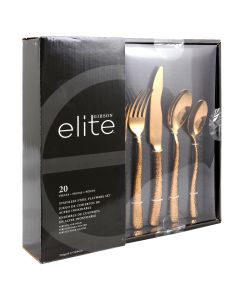 Gibson Elite Stonehenge 20 Piece Flatware Set in Rose Gold