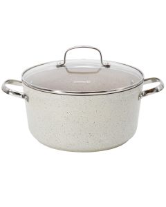 Korkmaz Granita 5 Liter Aluminum Nonstick Casserole with Lid in Tan