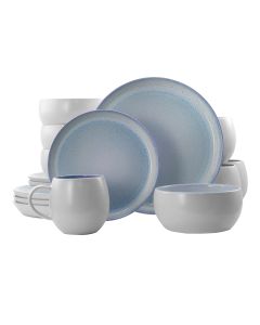 Elama Mocha 16 Piece Stoneware Dinnerware Set in Blue