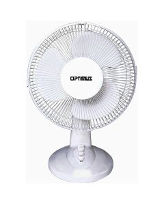 Optimus 12" Oscillating Table Fan in White