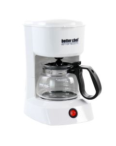 Better Chef 4 Cup Compact Coffee Maker in White with Removable Filter Basket